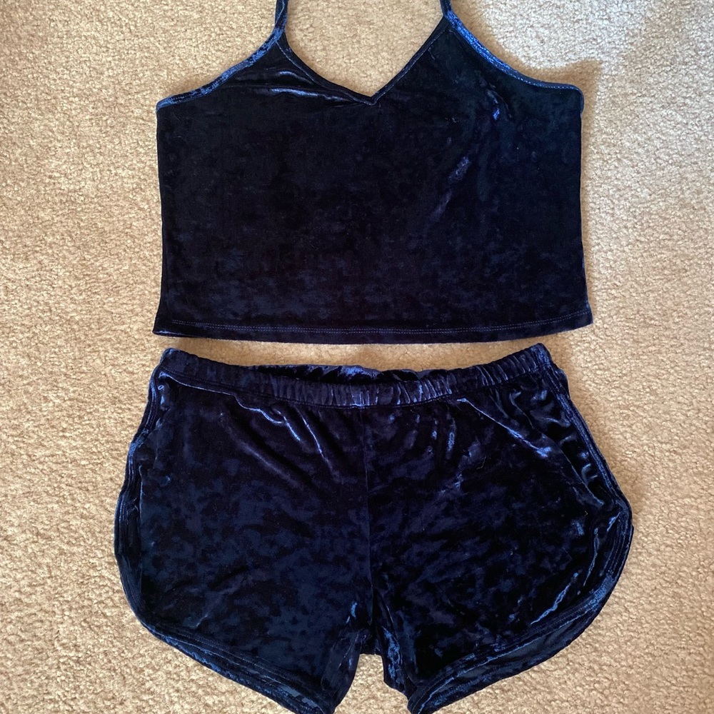 💤Dark Blue Crushed Velvet PJ Set💤